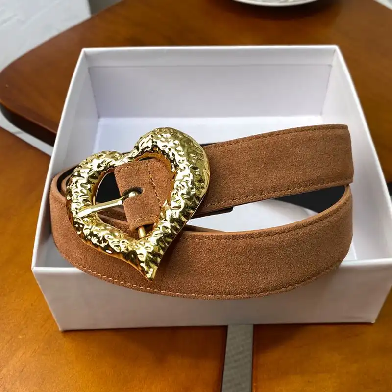 CHEAP Saint Laurent Heart Belt In Suede Brown Gold 0128