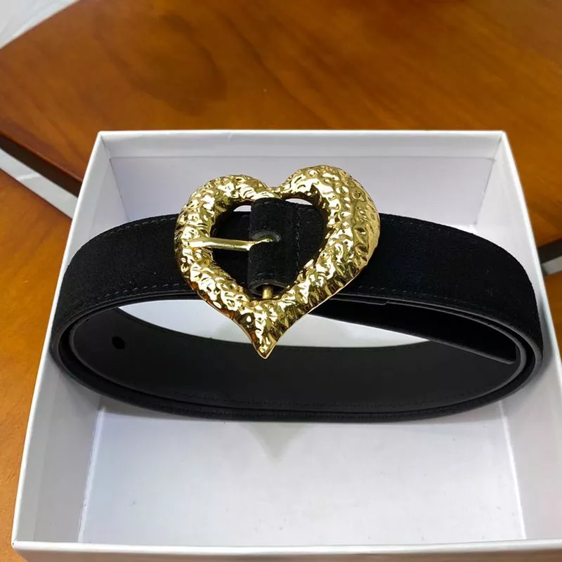 CHEAP Saint Laurent Heart Belt In Suede Black Gold 0116