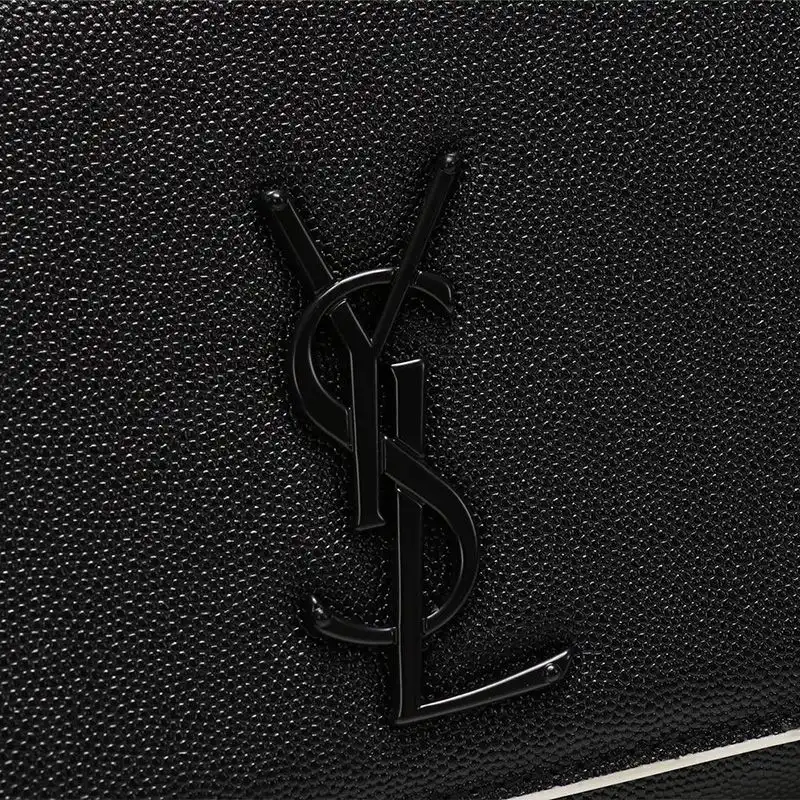 CHEAP Saint Laurent Medium Kate Chain Bag In Grained Leather Black White 0124