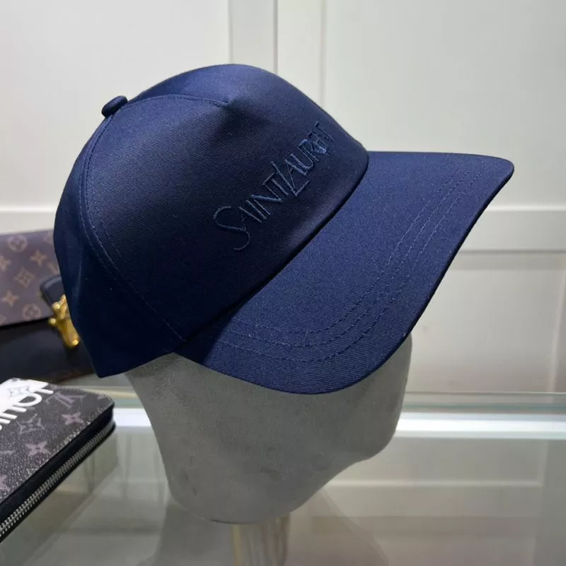 Saint Laurent Baseball Cap In Gabardine with Logo Embroidery Navy Blue 0116