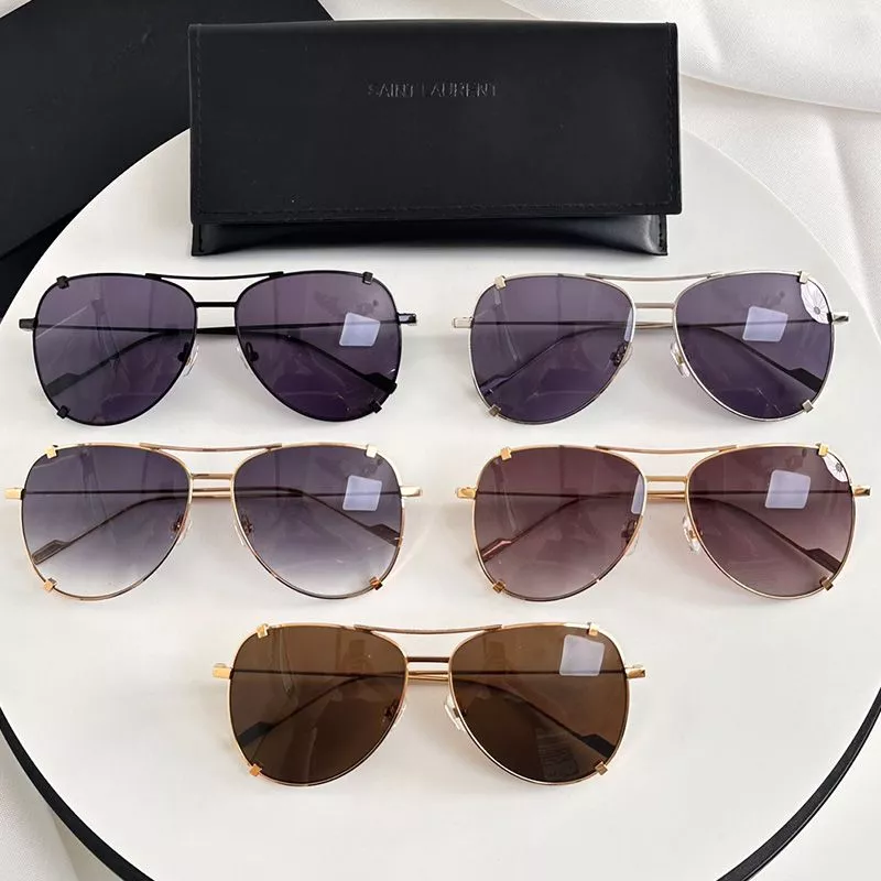 Saint Laurent SL193T Dust Aviator Sunglasses In Metal 0112