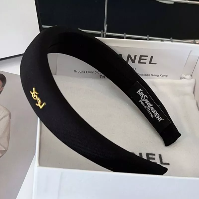 Saint Laurent Cassandre Headband In Cotton Cloth Black 0112