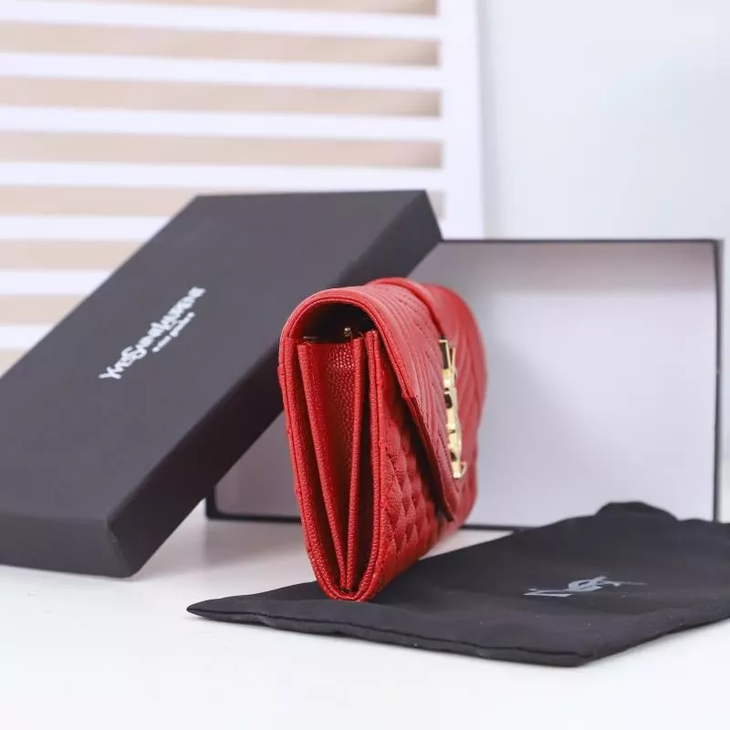 CHEAP Saint Laurent Large Envelope Flap Wallet In Mixed Grained Matelasse Leather Red Gold 0119