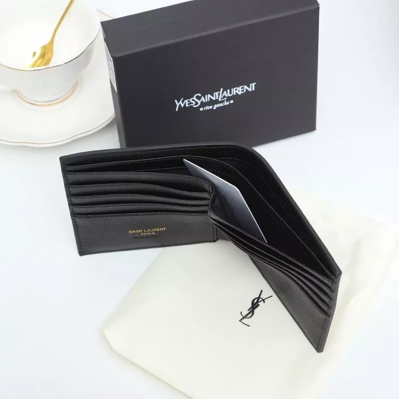 CHEAP Saint Laurent Small Monogram East West Wallet In Grained Leather Black Gold 0112