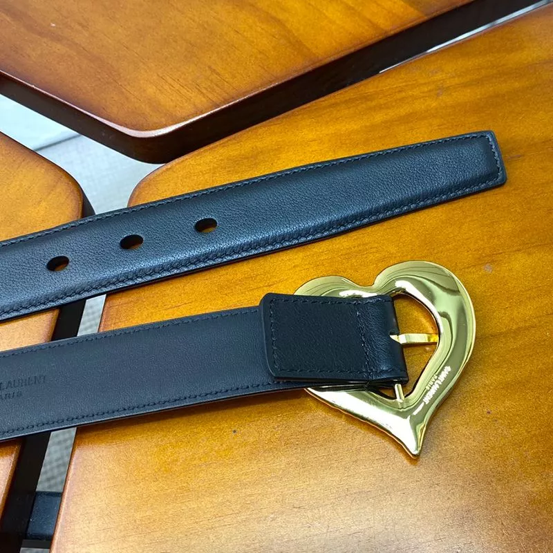 CHEAP Saint Laurent Heart Belt In Nappa Leather Black Gold 0116