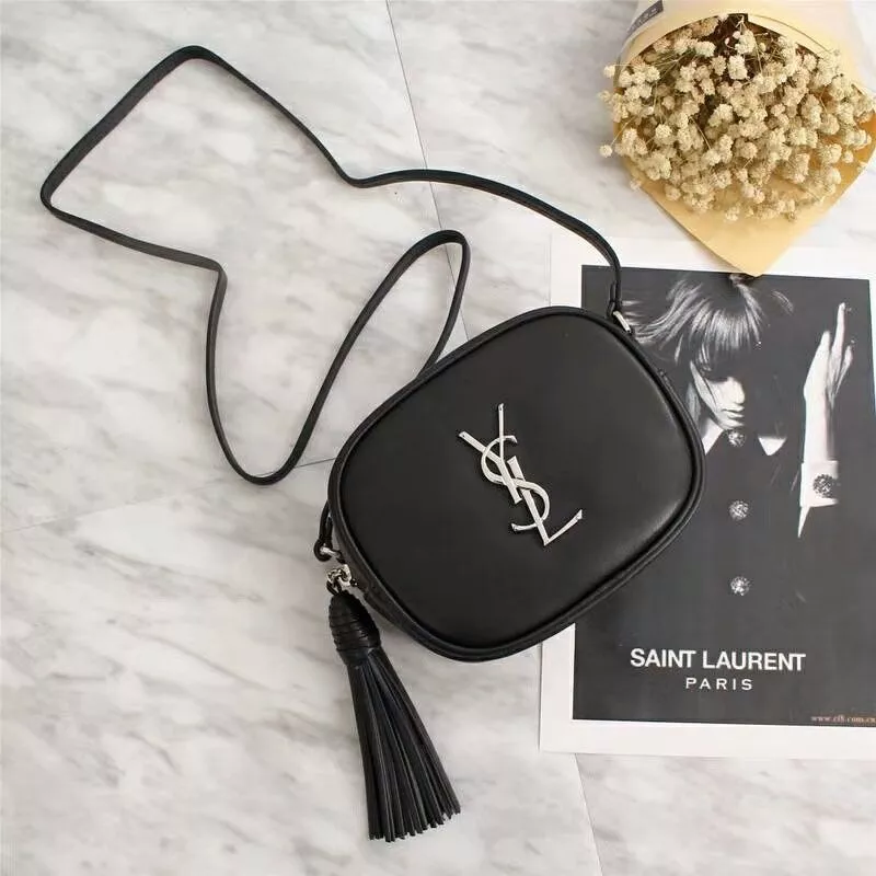 Saint Laurent Blogger Bag In Leather Black Silver 0113