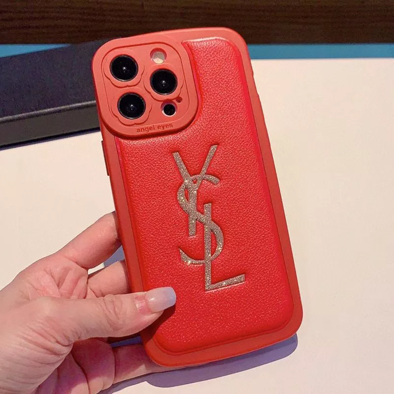 CHEAP Saint Laurent Cassandre iPhone Case In Grained Calfskin Red 0116