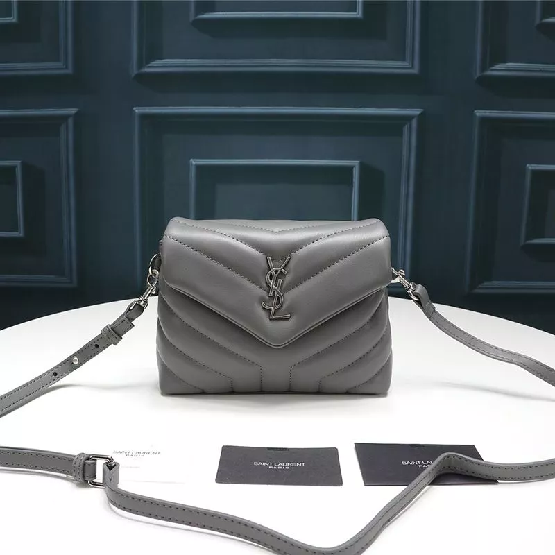 Saint Laurent Mini Loulou Toy Bag In Y Matelasse Leather Sky Blue Silver 0113