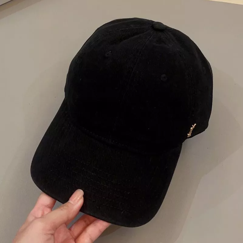 CHEAP Saint Laurent Cassandre Baseball Cap In Canvas Black 0116