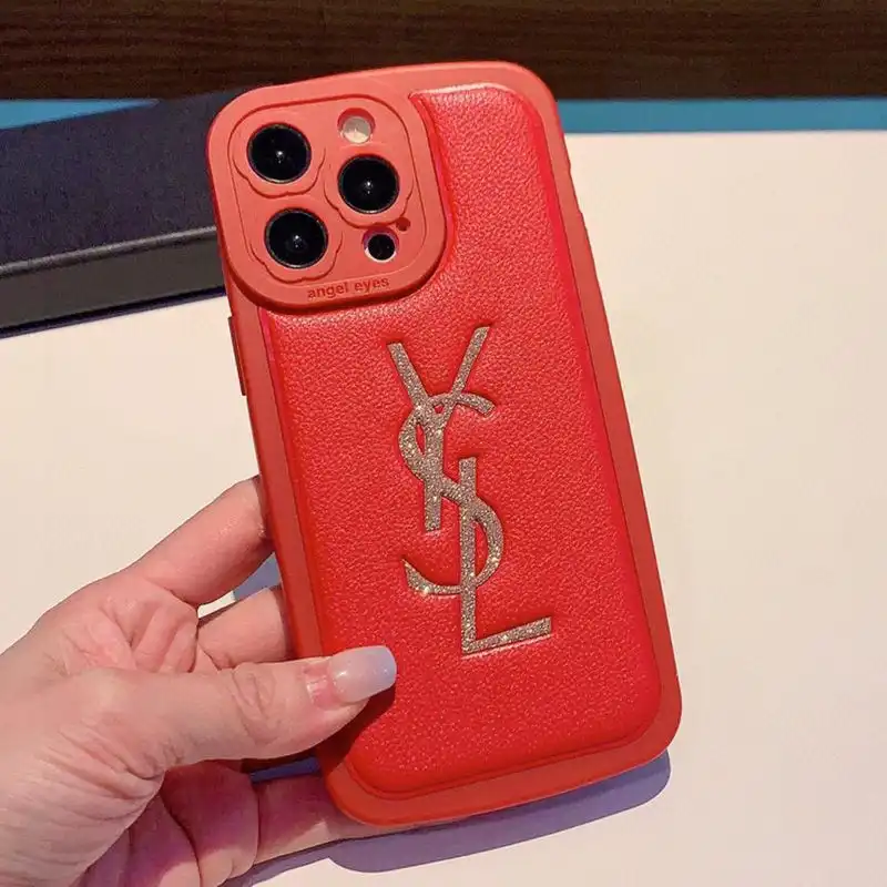 CHEAP Saint Laurent Cassandre iPhone Case In Grained Calfskin Red 0125