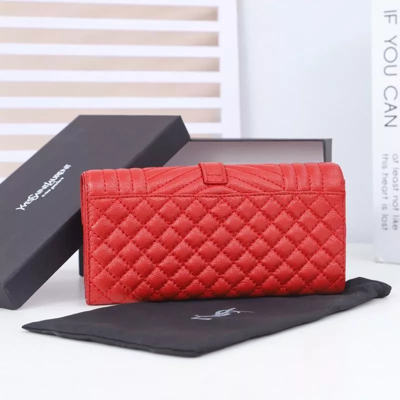 CHEAP Saint Laurent Large Envelope Flap Wallet In Mixed Grained Matelasse Leather Red Gold 0119