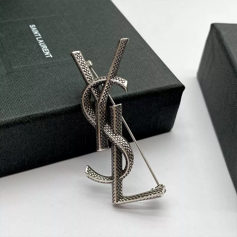 Saint Laurent Opyum Brooch In Snake Metal Silver 0112