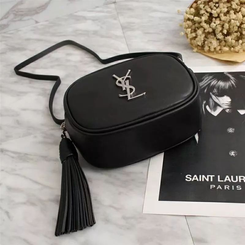 CHEAP Saint Laurent Blogger Bag In Leather Black Silver 0113