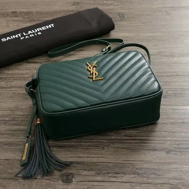 CHEAP Saint Laurent Lou Camera Bag In Matelasse Leather Green Gold 0124