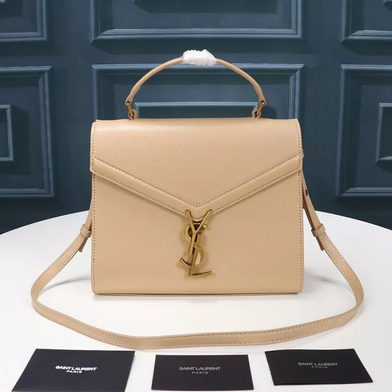 Saint Laurent Medium Cassandra Top Handle Bag In Grained Leather Apricot Gold 0114