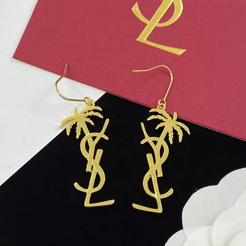 CHEAP Saint Laurent Opyum Pendant Earrings In Palm Tree Metal Gold 0112