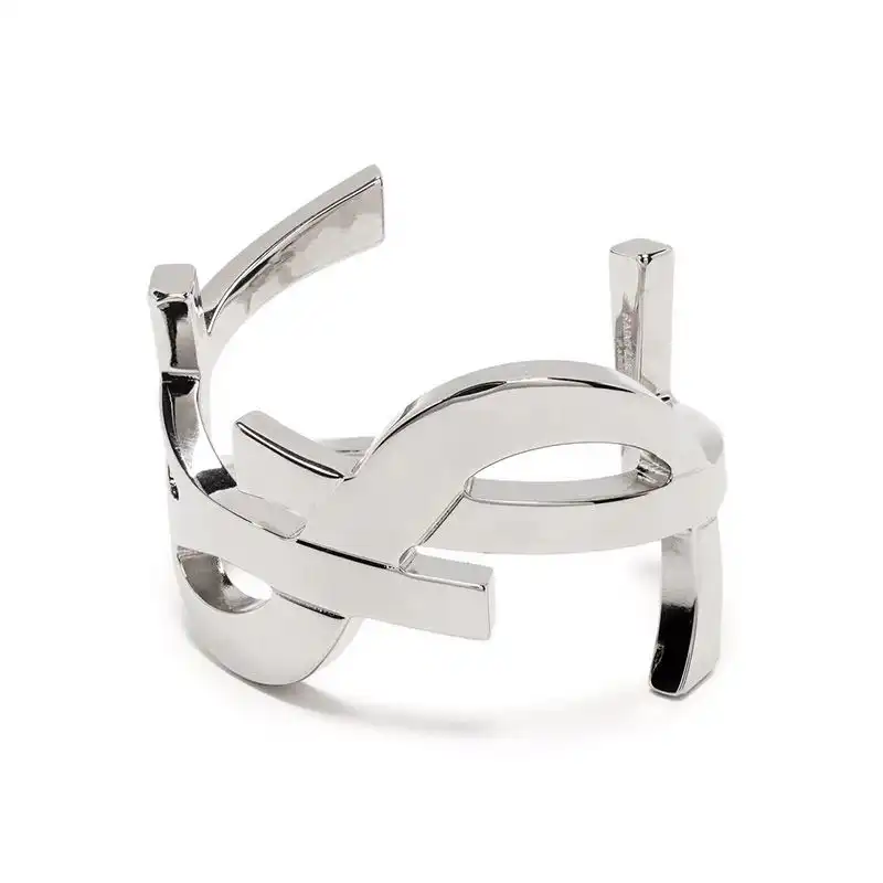 CHEAP Saint Laurent Opyum Twist Cuff Bracelet In Metal Silver 0126