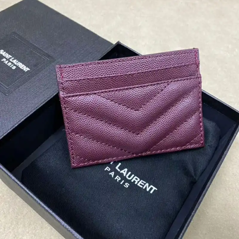 CHEAP Saint Laurent Monogram Card Case In Grained Matelasse Leather Purple Gold 0123