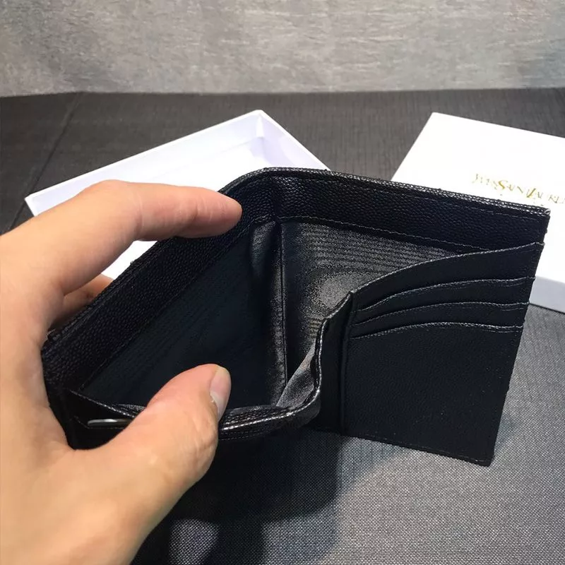 CHEAP Saint Laurent Small Envelope Trifold Wallet In Grained Matelasse Leather Black Gold 0118