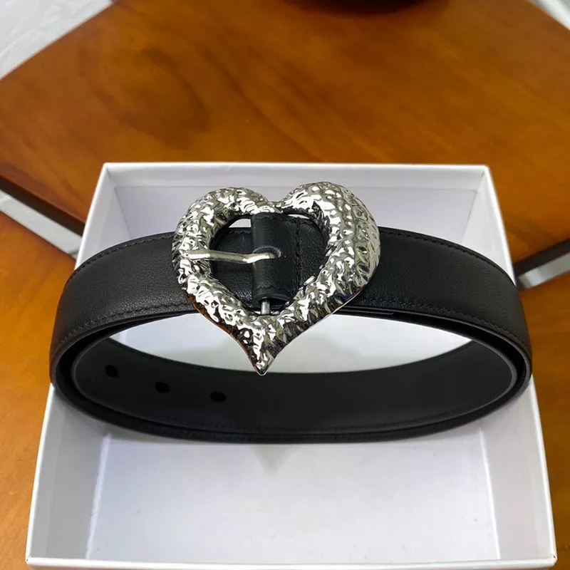 CHEAP Saint Laurent Heart Belt In Nappa Leather Black Silver 0120