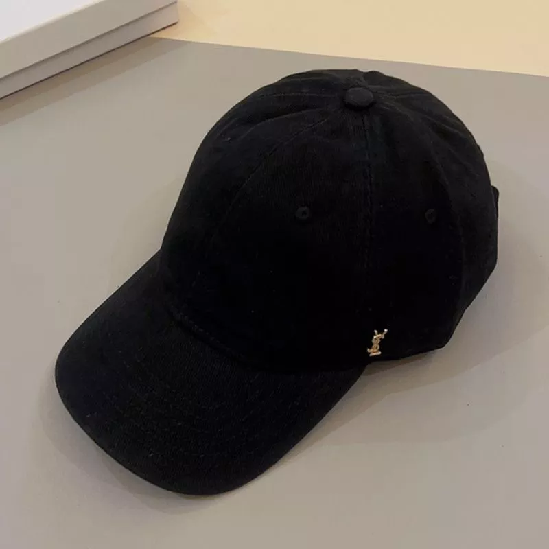 Saint Laurent Cassandre Baseball Cap In Canvas Black 0116