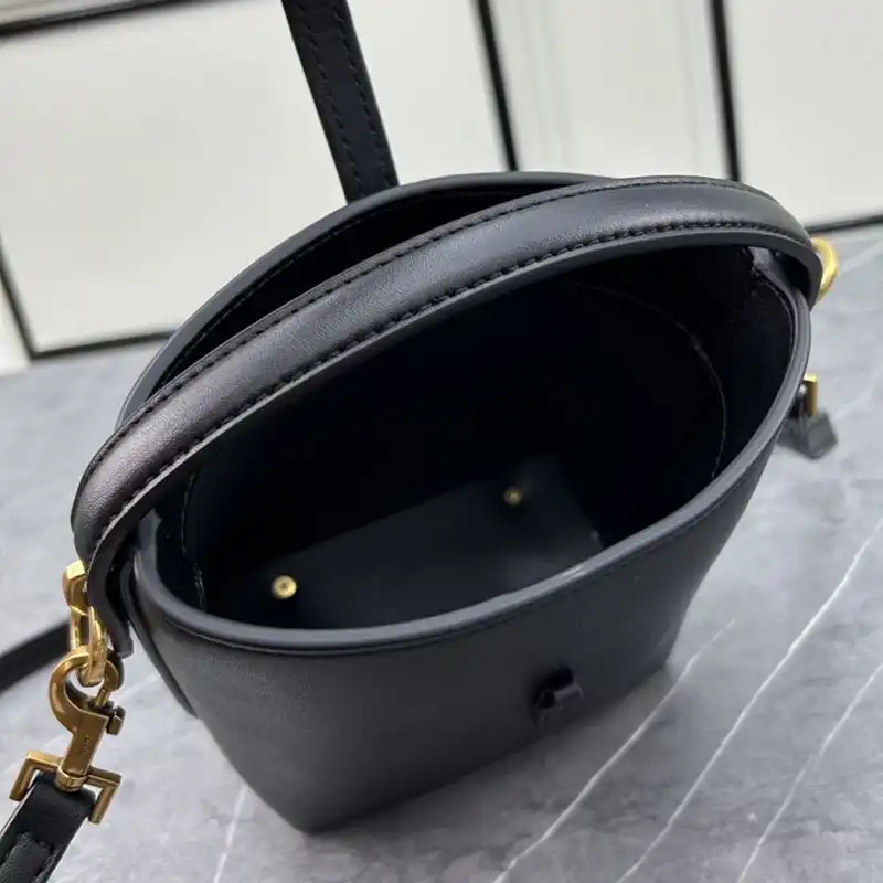 CHEAP Saint Laurent Mini Le 37 Bucket Bag In Shiny Leather Black 0131