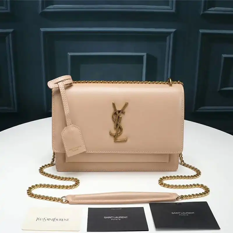 CHEAP Saint Laurent Medium Sunset Chain Bag In Leather Apricot Gold 0124