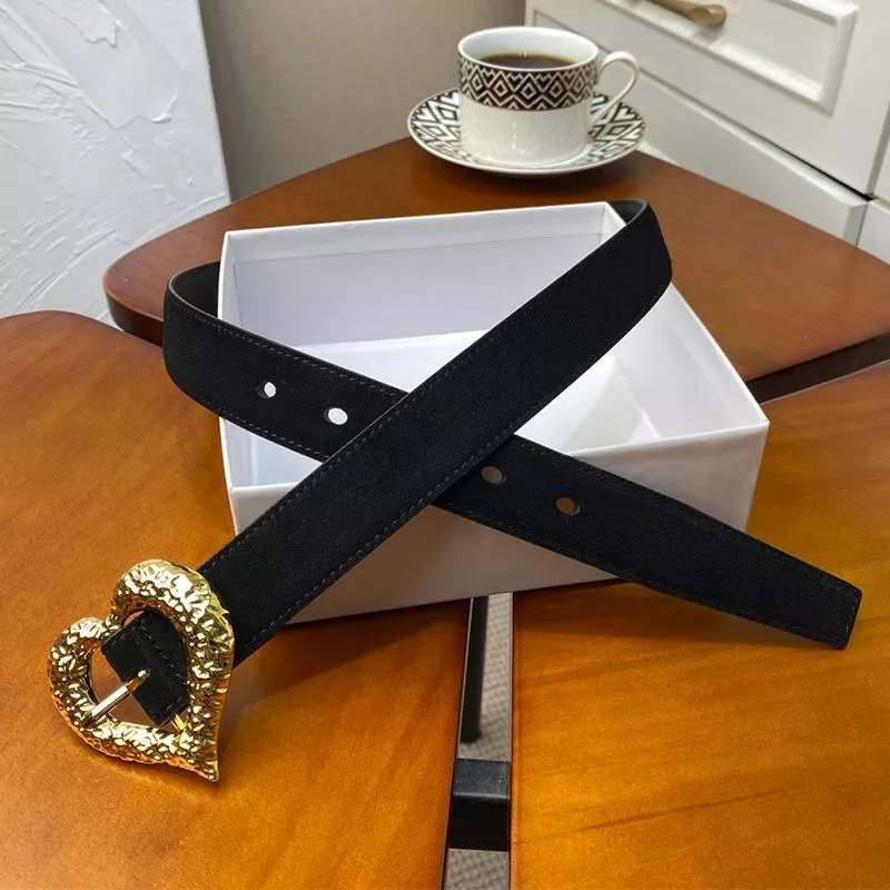 Saint Laurent Heart Belt In Suede Black Gold 0116