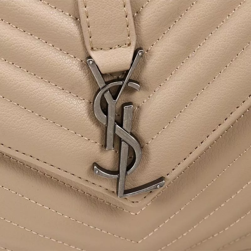 CHEAP Saint Laurent Large Classic College Chain Bag In Matelasse Leather Apricot Silver 0114