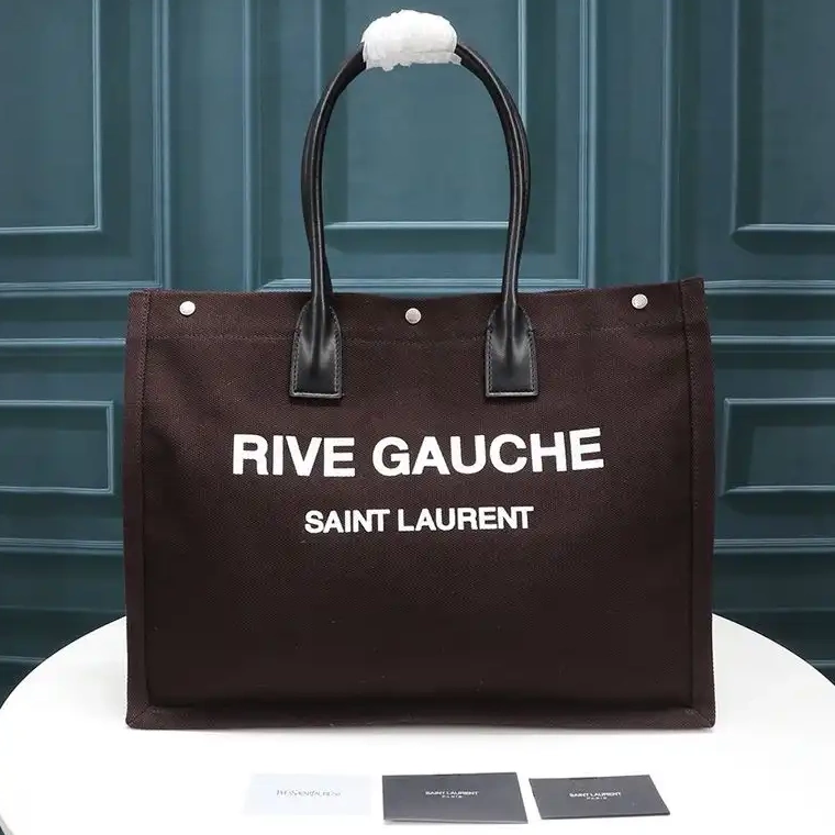 CHEAP Burgundy Gauche Saint Linen Laurent Rive In Tote Leather And 0223