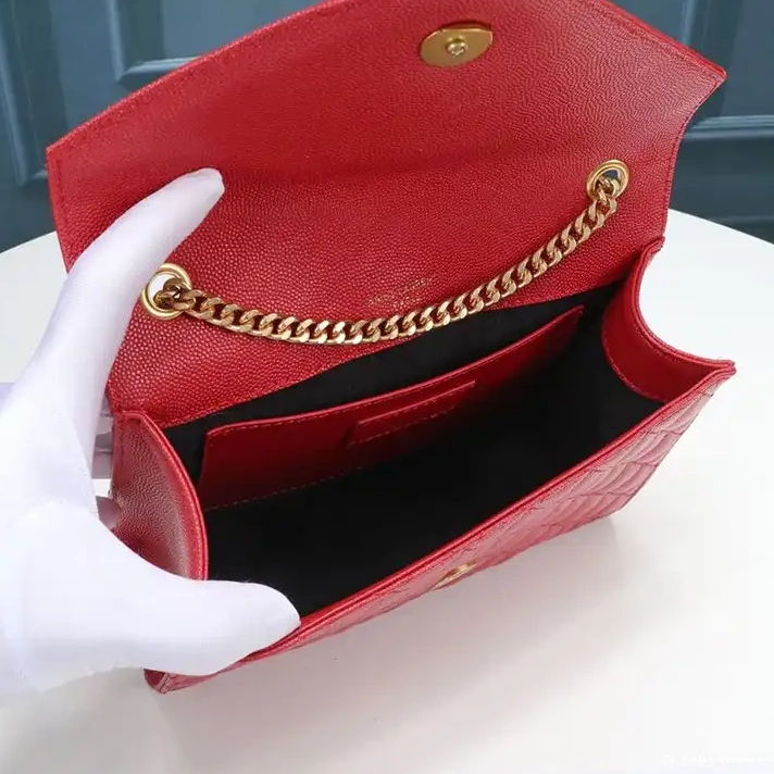 CHEAP Saint Red Envelope Chain Laurent Leather Mixed In Small Grained Gold Matelasse Bag 0210