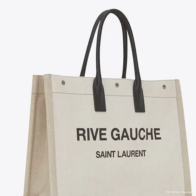 CHEAP Saint Tote Rive Gauche Leather In And White Linen Laurent 0224