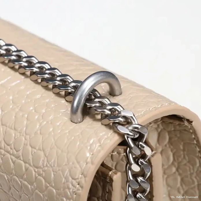 CHEAP Medium Sunset Leather In Embossed Crocodile Chain Apricot Laurent Bag Saint Silver 0210