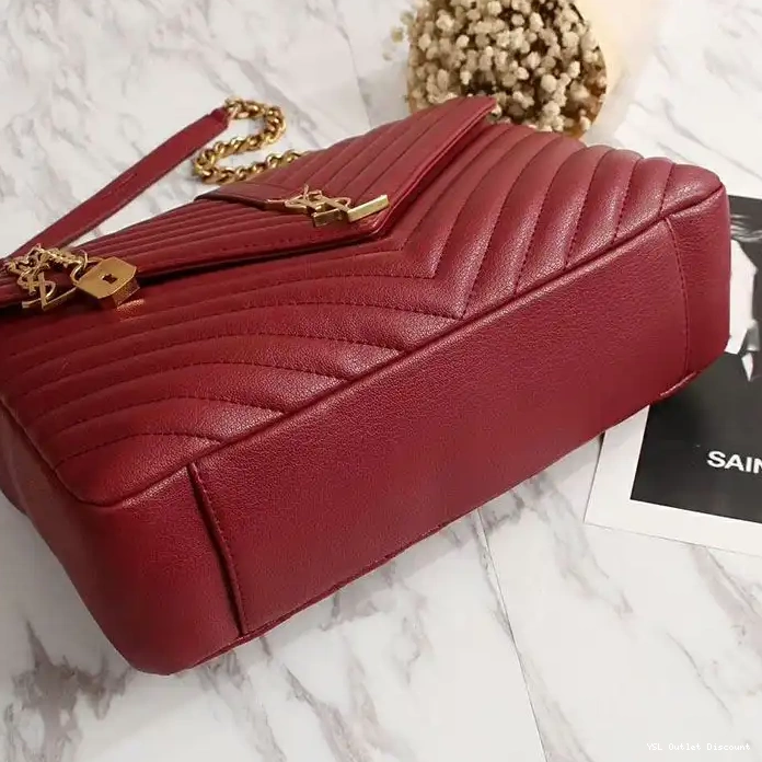 CHEAP Large Bag Gold Saint Laurent Leather Chain Red Classic College Matelasse In 0224