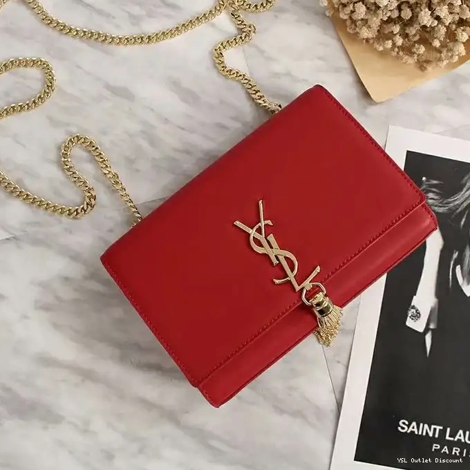 CHEAP Medium Chain Gold Red with Bag Saint Laurent In Kate Tassel Leather 0221