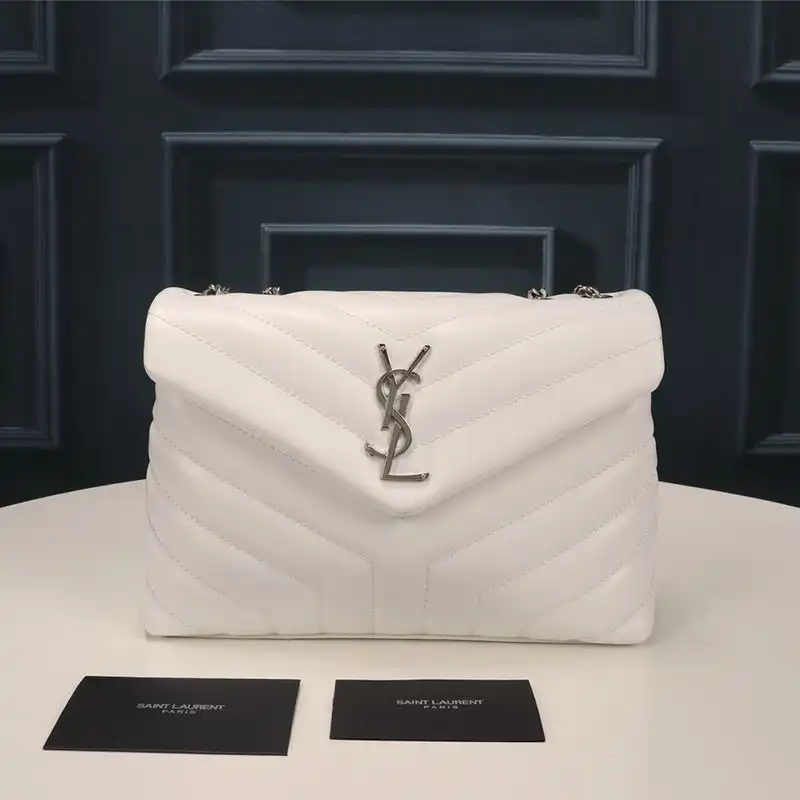 CHEAP Saint Laurent Small Loulou Chain Bag In Y Matelasse Leather White Silver 0204