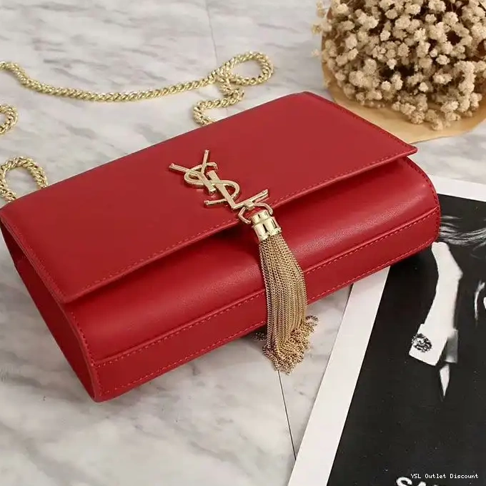 CHEAP Medium Chain Gold Red with Bag Saint Laurent In Kate Tassel Leather 0221