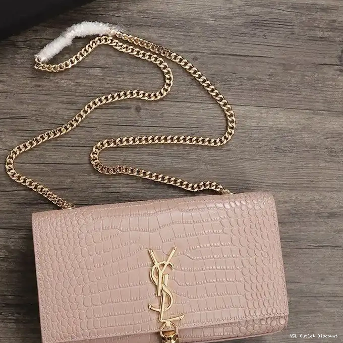 CHEAP Crocodile Saint Tassel Leather with Medium Kate Bag Chain Embossed Pink Shiny Laurent In Gold 0224