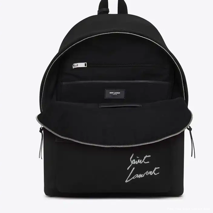 CHEAP Canvas Black Backpack In City Saint Laurent Signature Logo 0214