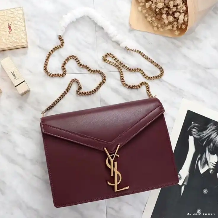 CHEAP Cassandra Clasp In Saint Laurent Smooth Bag Burgundy Gold Leather 0215