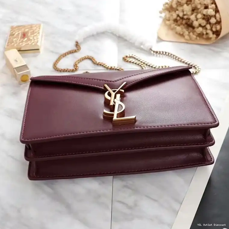 CHEAP Cassandra Clasp In Saint Laurent Smooth Bag Burgundy Gold Leather 0215