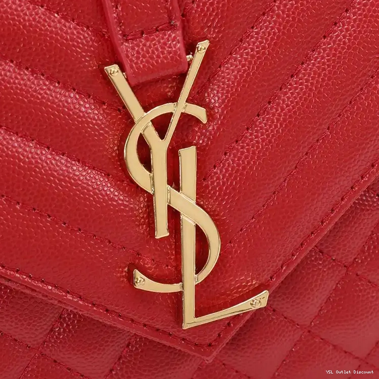 CHEAP Saint Red Envelope Chain Laurent Leather Mixed In Small Grained Gold Matelasse Bag 0210