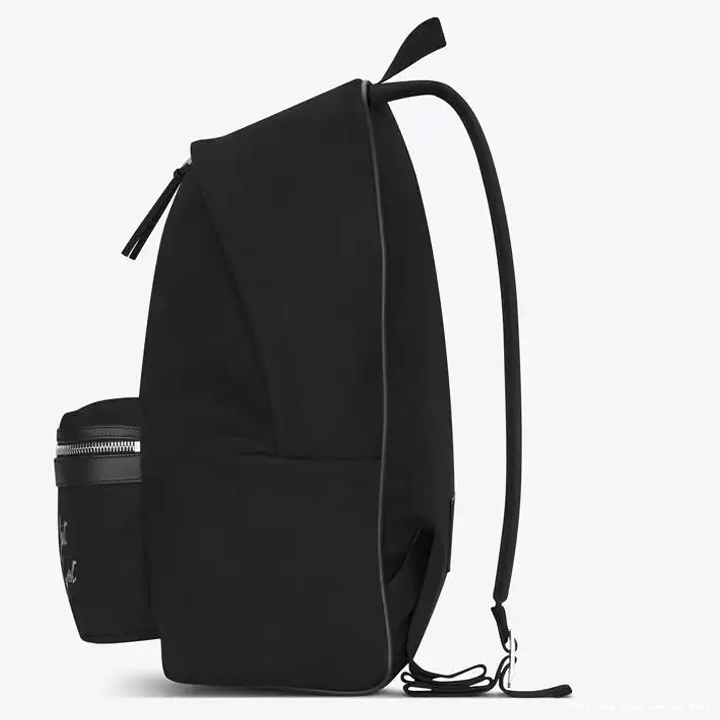 CHEAP Canvas Black Backpack In City Saint Laurent Signature Logo 0214