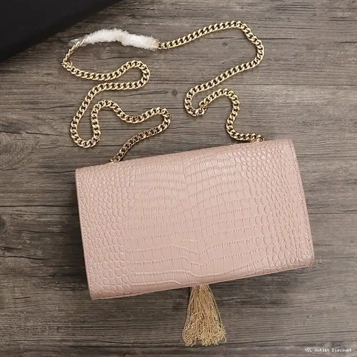 CHEAP Crocodile Saint Tassel Leather with Medium Kate Bag Chain Embossed Pink Shiny Laurent In Gold 0224