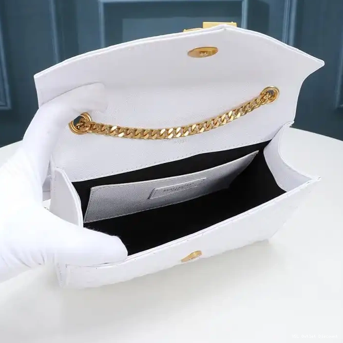 CHEAP Bag Small Grained Laurent Saint Mixed Matelasse Envelope White In Gold Leather Chain 0213