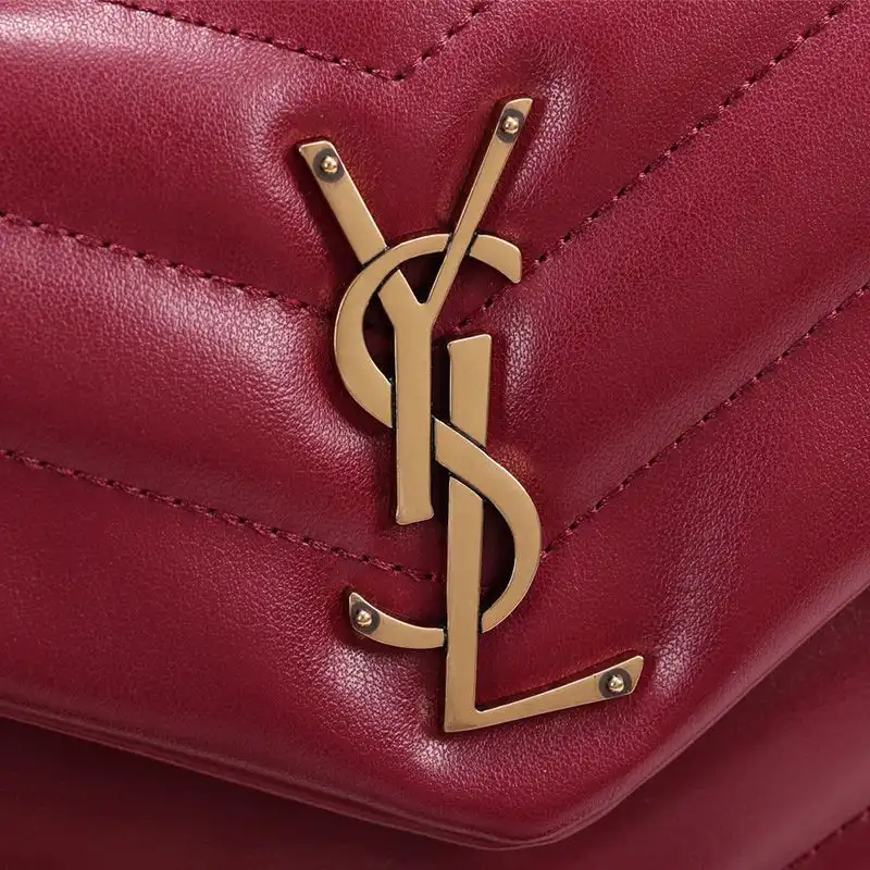 CHEAP Saint Laurent Small Loulou Chain Bag In Y Matelasse Leather Red Gold 0204