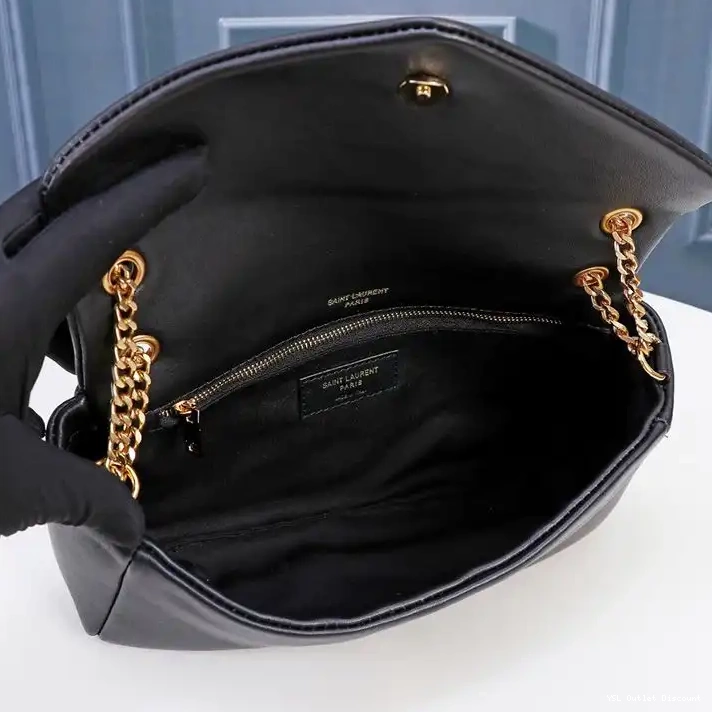 CHEAP In Plunged Black Bag Lambskin Laurent Saint Gold Calypso 0219