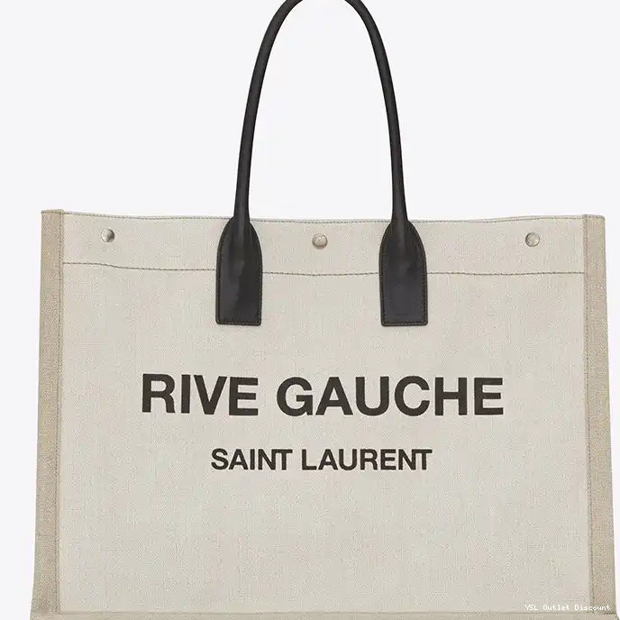 CHEAP Saint Tote Rive Gauche Leather In And White Linen Laurent 0224