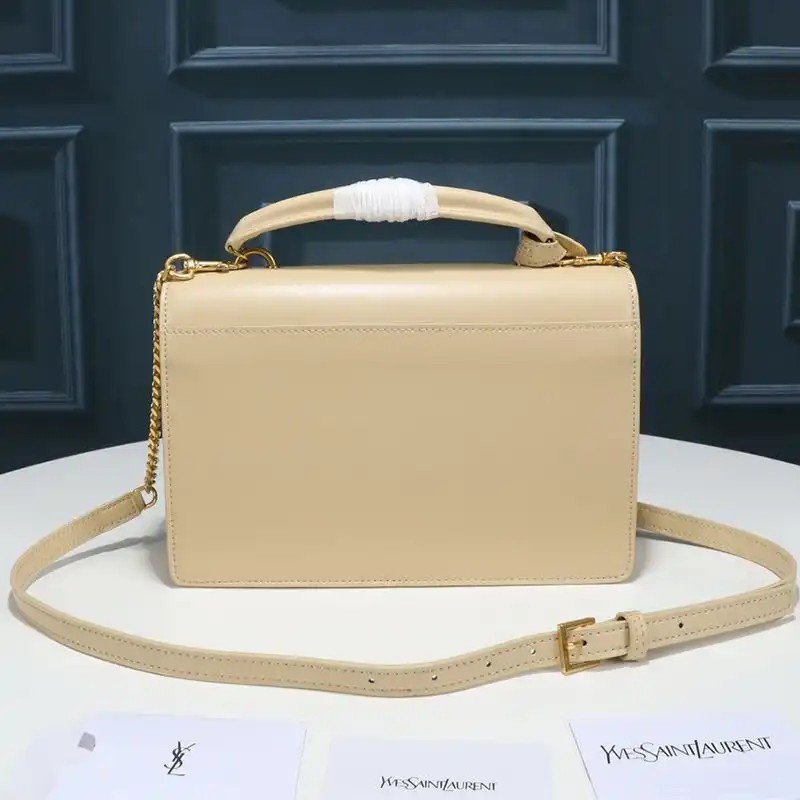 CHEAP Saint Laurent Medium Sunset Satchel In Smooth Leather Apricot Gold 0204